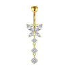 Wholesale Stainless Steel Geometric Navel Ring With Butterfly Zircon And Electroplating Treatment
