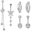Wholesale Stainless Steel Geometric Navel Ring With Butterfly Zircon And Electroplating Treatment