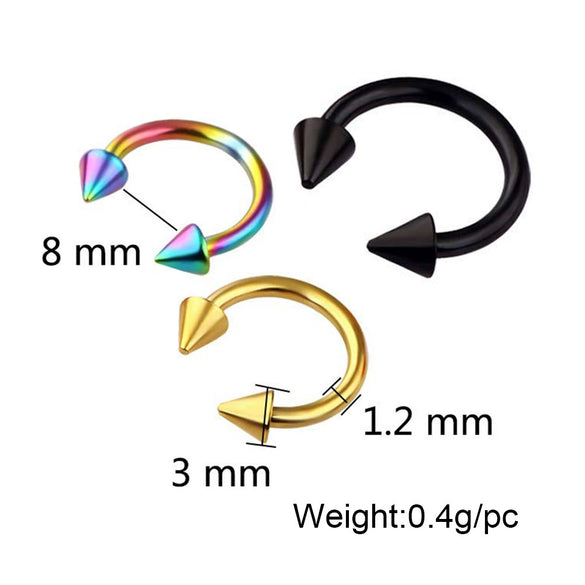 Wholesale Stainless Steel Geometric Nose Ring And Eyebrow Nail Piercing Jewelry Set Electroplated Unisex