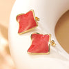 Wholesale Stainless Steel Geometric Oil Dripping Earrings For Women Sweet And Cool Style