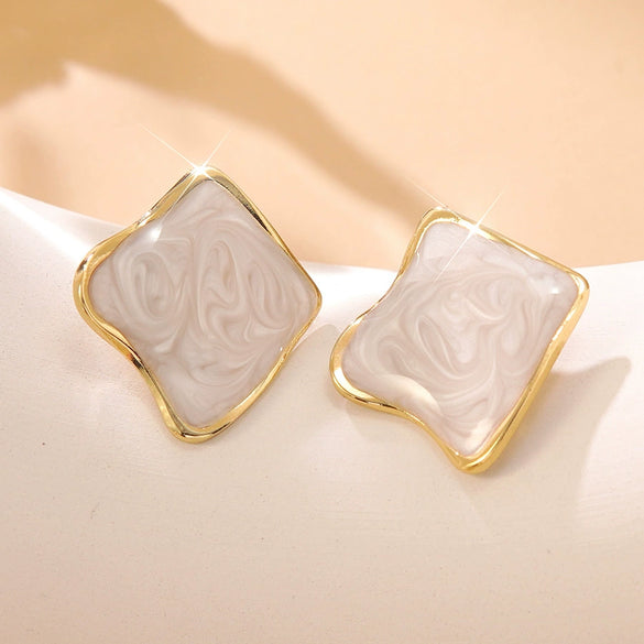 Wholesale Stainless Steel Geometric Oil Dripping Earrings For Women Sweet And Cool Style