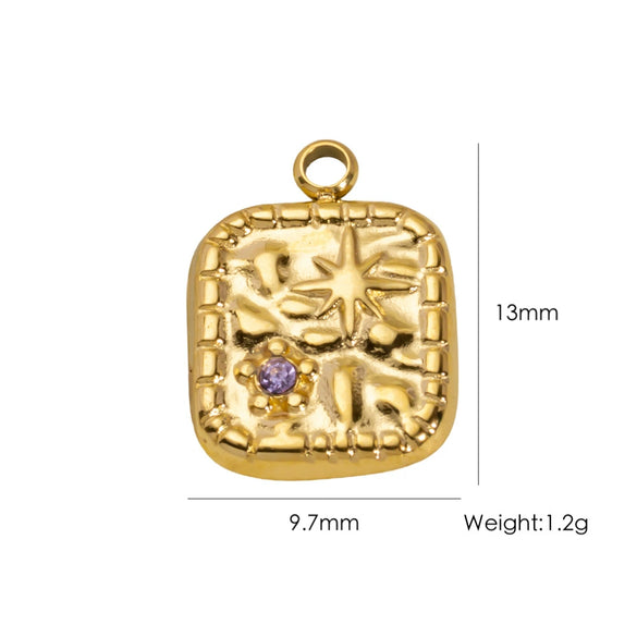 Wholesale Stainless Steel Geometric Oildrip Diamondstudded Natural Stone Pendant Necklace With Furnace Vacuum Electroplated 18K Gold Accessories