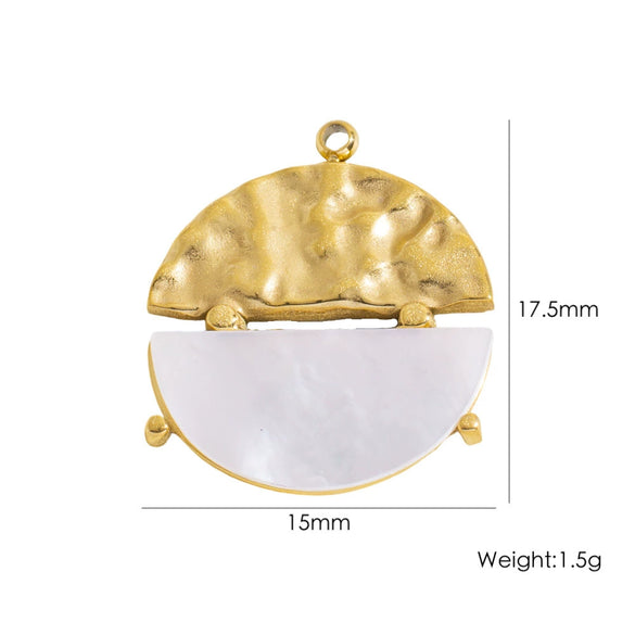 Wholesale Stainless Steel Geometric Oildrip Diamondstudded Natural Stone Pendant Necklace With Furnace Vacuum Electroplated 18K Gold Accessories