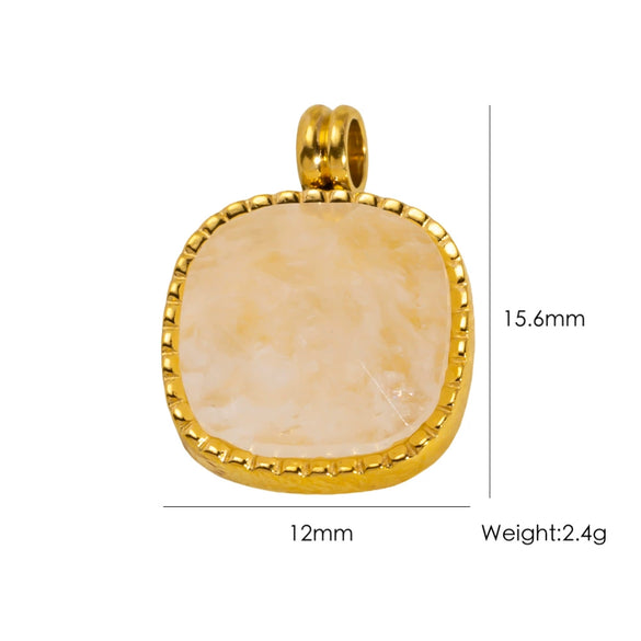 Wholesale Stainless Steel Geometric Oildrip Diamondstudded Natural Stone Pendant Necklace With Furnace Vacuum Electroplated 18K Gold Accessories