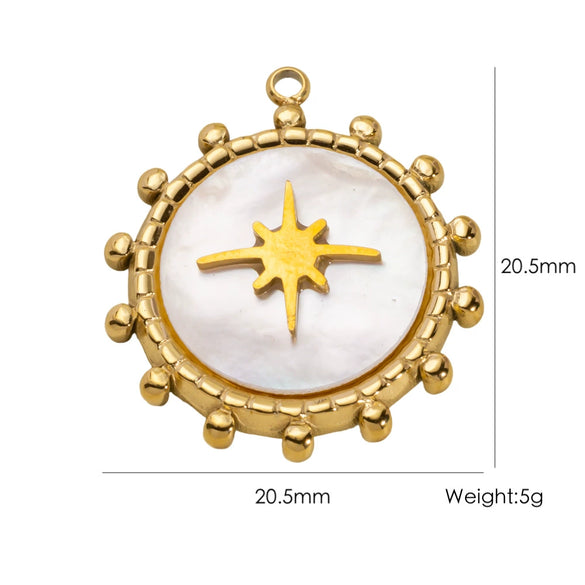 Wholesale Stainless Steel Geometric Oildrip Diamondstudded Natural Stone Pendant Necklace With Furnace Vacuum Electroplated 18K Gold Accessories