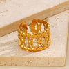 Wholesale Stainless Steel Geometric Open Adjustable Ring For Women 18K Gold Plated