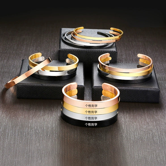 Wholesale Stainless Steel Geometric Open Bangle Jewelry For Men And Women