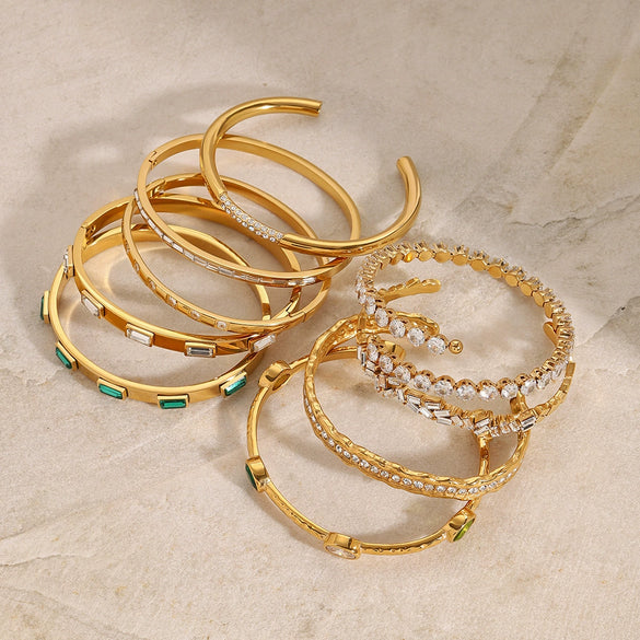 Wholesale Stainless Steel Geometric Open Bracelet With Electroplating