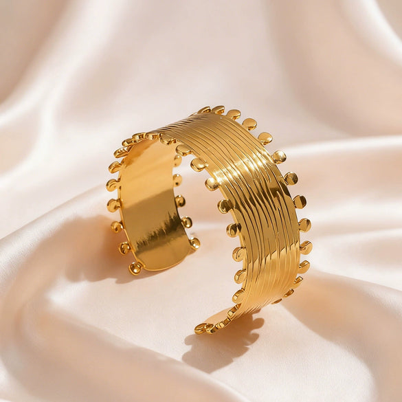 Wholesale Stainless Steel Geometric Open Bracelet With Hydraulic Pressure Design Retro Personality Light Luxury Jewelry