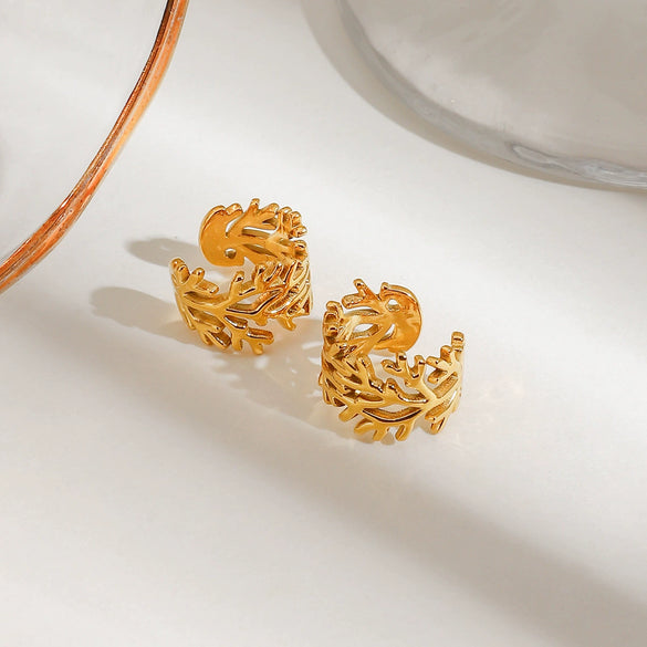 Wholesale Stainless Steel Geometric Open Ear Clip Electroplated Earrings
