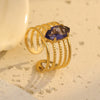 Wholesale Stainless Steel Geometric Open Ring Electroplated Jewelry In Light Luxury Style For Women
