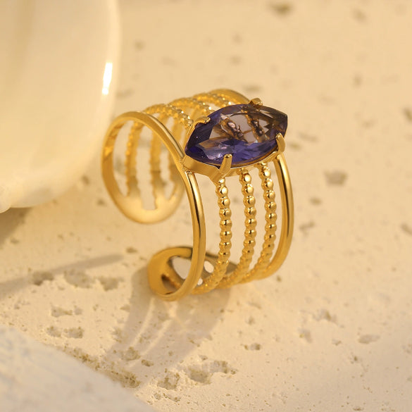 Wholesale Stainless Steel Geometric Open Ring Electroplated Jewelry In Light Luxury Style For Women