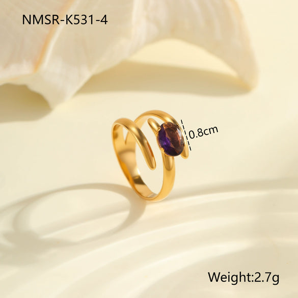 Wholesale Stainless Steel Geometric Open Ring Electroplated Jewelry In Light Luxury Style For Women