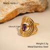 Wholesale Stainless Steel Geometric Open Ring Electroplated Jewelry In Light Luxury Style For Women