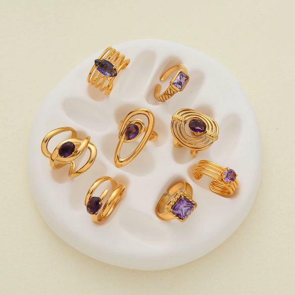Wholesale Stainless Steel Geometric Open Ring Electroplated Jewelry In Light Luxury Style For Women