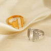 Wholesale Stainless Steel Geometric Open Ring For Ladies With 18K Gold Plated Electroplating