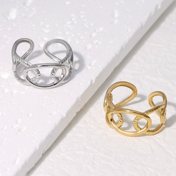 Wholesale Stainless Steel Geometric Open Ring For Women Gold Plated With High Grade Style