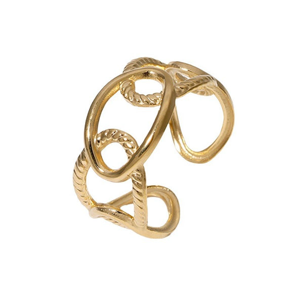 Wholesale Stainless Steel Geometric Open Ring For Women Gold Plated With High Grade Style