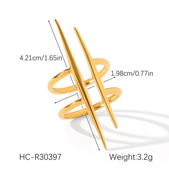 Wholesale Stainless Steel Geometric Open Ring Hand Jewelry With Electroplating Design