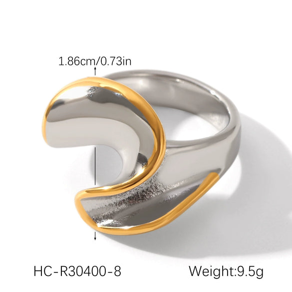 Wholesale Stainless Steel Geometric Open Ring Hand Jewelry With Electroplating Design