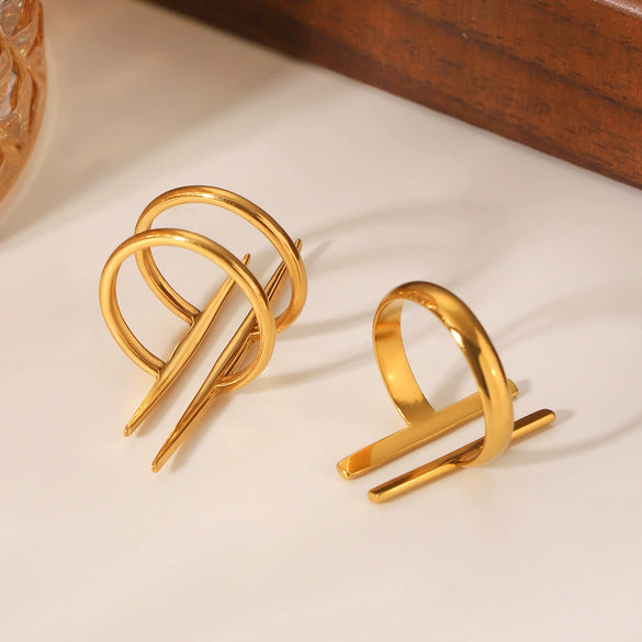 Wholesale Stainless Steel Geometric Open Ring Hand Jewelry With Electroplating Design