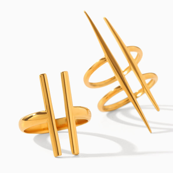 Wholesale Stainless Steel Geometric Open Ring Hand Jewelry With Electroplating Design