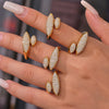 Wholesale 316L Stainless Steel Geometric Open Ring With Zircon Electroplated For Women