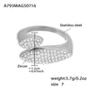 Wholesale 316L Stainless Steel Geometric Open Ring With Zircon Electroplated For Women