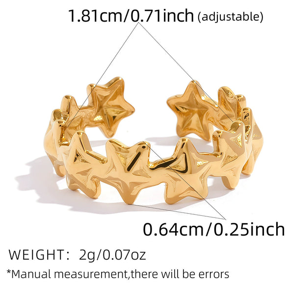 Wholesale Stainless Steel Geometric Open Rings With Vacuum Furnace Electroplating For Women Fashion Jewelry Accessories