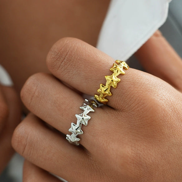 Wholesale Stainless Steel Geometric Open Rings With Vacuum Furnace Electroplating For Women Fashion Jewelry Accessories