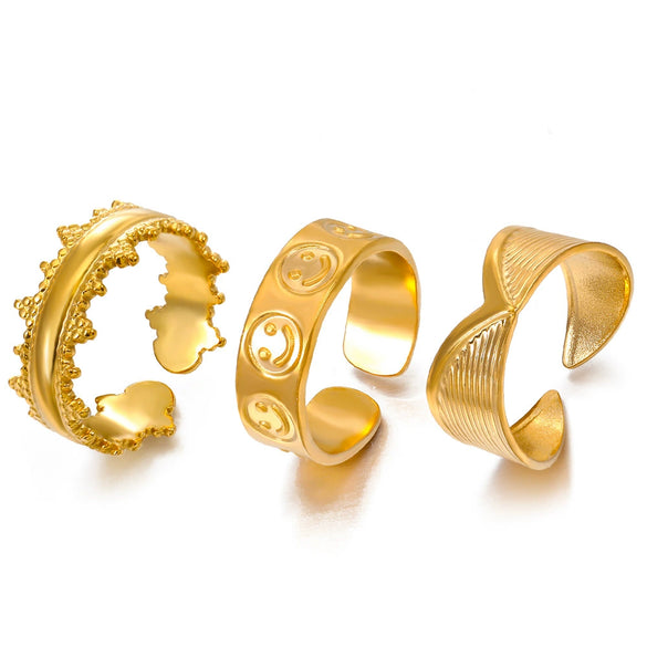Wholesale Stainless Steel Geometric Open Vshaped Electroplated Ladies Hip Hop Ring
