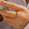 Wholesale Stainless Steel Geometric Opening Adjustable Ring For Women With 18K Gold Plated Electroplating