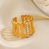 Wholesale Stainless Steel Geometric Opening Adjustable Ring 18K Gold Plated