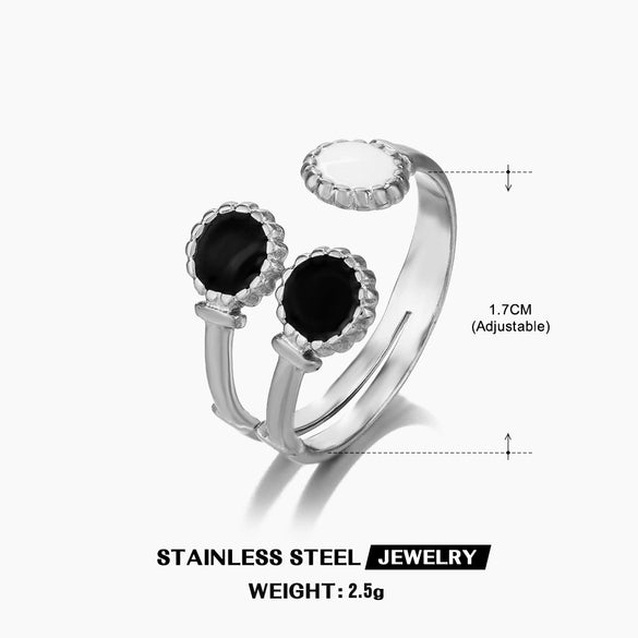 Wholesale Stainless Steel Geometric Opening Adjustable Ring With Real Gold Electroplated Retro Style For Women