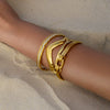 Wholesale Stainless Steel Geometric Opening Bracelet With Electroplating Treatment