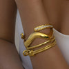 Wholesale Stainless Steel Geometric Opening Bracelet With Electroplating Treatment
