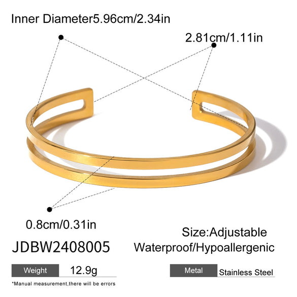 Wholesale Stainless Steel Geometric Opening Bracelet With Electroplating Treatment