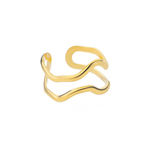 Wholesale Stainless Steel Geometric Opening Ring For Unisex With 18K Gold Plated Electroplating