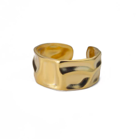 Wholesale Stainless Steel Geometric Opening Ring For Unisex With 18K Gold Plated Electroplating