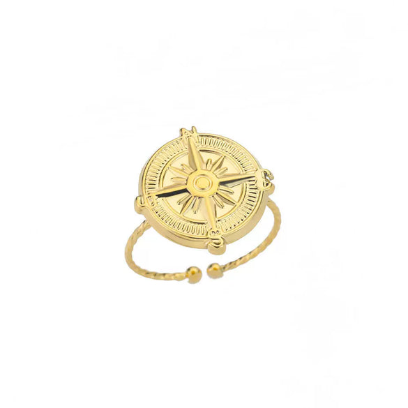 Wholesale Stainless Steel Geometric Opening Ring For Unisex With 18K Gold Plated Electroplating