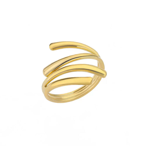 Wholesale Stainless Steel Geometric Opening Ring For Unisex With 18K Gold Plated Electroplating