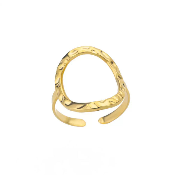 Wholesale Stainless Steel Geometric Opening Ring For Unisex With 18K Gold Plated Electroplating