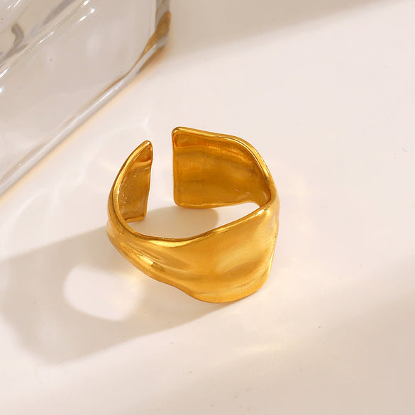 Wholesale Stainless Steel Geometric Opening Ring For Women Retro Hip Hop Vacuum Plated