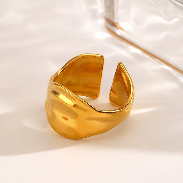 Wholesale Stainless Steel Geometric Opening Ring For Women Retro Hip Hop Vacuum Plated