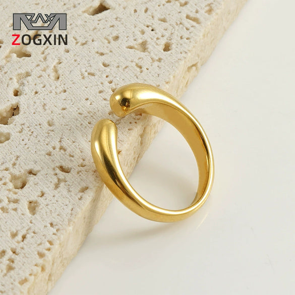 Wholesale 316L Stainless Steel Geometric Opening Ring Jewelry For Women With Electroplating Process