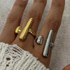Wholesale Stainless Steel Geometric Opening Ring With Electroplating For Women High Grade Sense Exaggerated Hand Jewelry