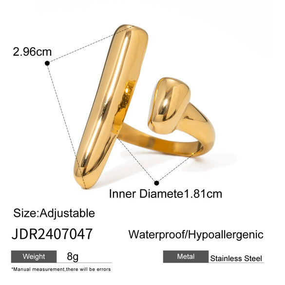 Wholesale Stainless Steel Geometric Opening Ring With Electroplating For Women High Grade Sense Exaggerated Hand Jewelry