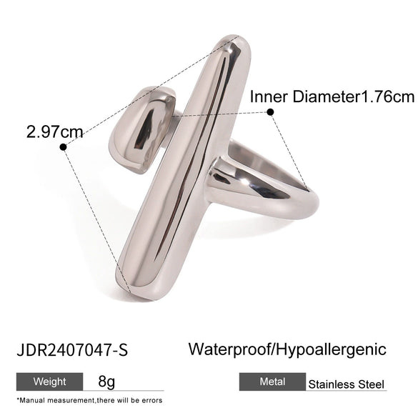 Wholesale Stainless Steel Geometric Opening Ring With Electroplating French Light Luxury Fashion For Women