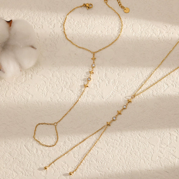 Wholesale Stainless Steel Geometric Oshaped Chain Necklace And Bracelet With Vacuum Real Gold Plating For Women
