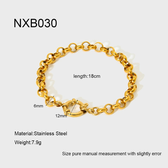 Wholesale Stainless Steel Geometric Oshaped Chain Pendant 18K Gold Plated Necklace And Bracelet For Women
